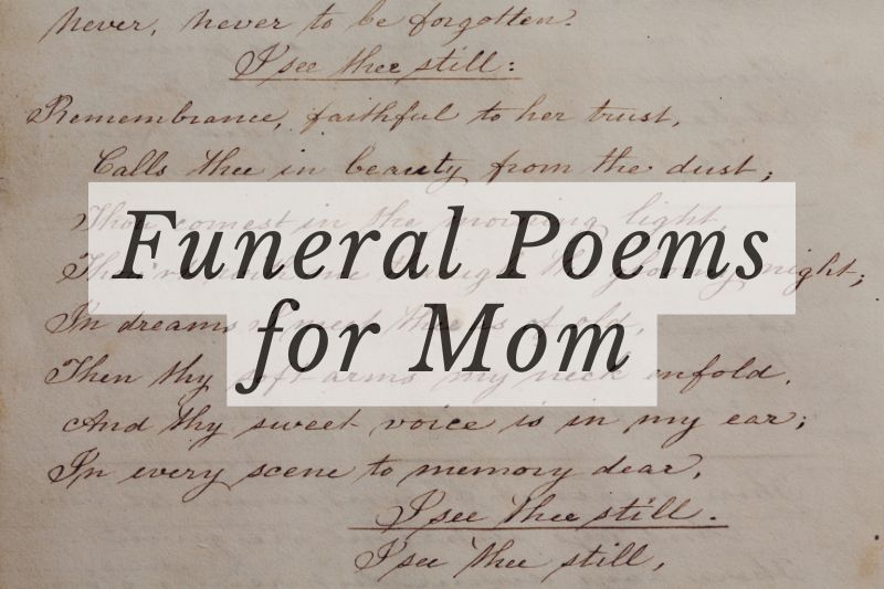 Funeral poems for mom: a handwritten poem on a piece of paper.